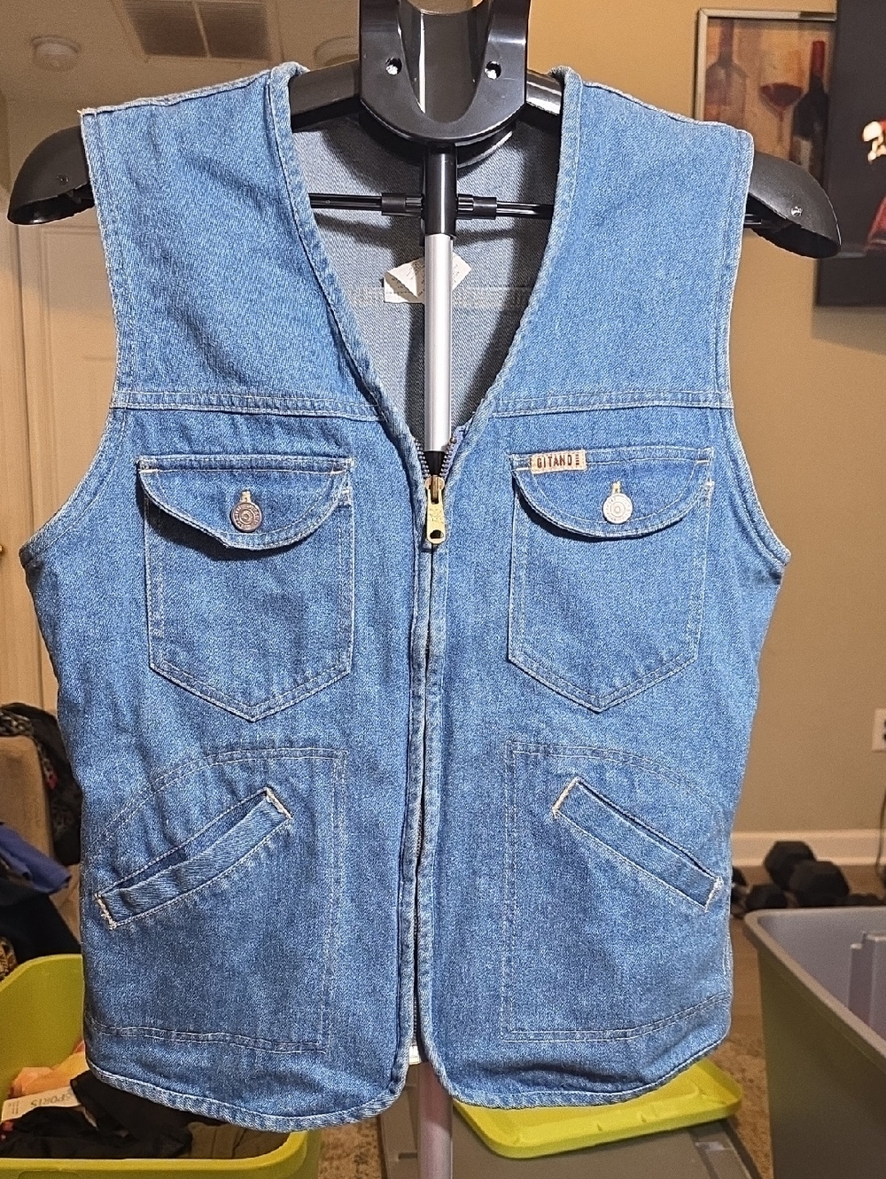 Gitano Blue Denim Zip-Front Vest
